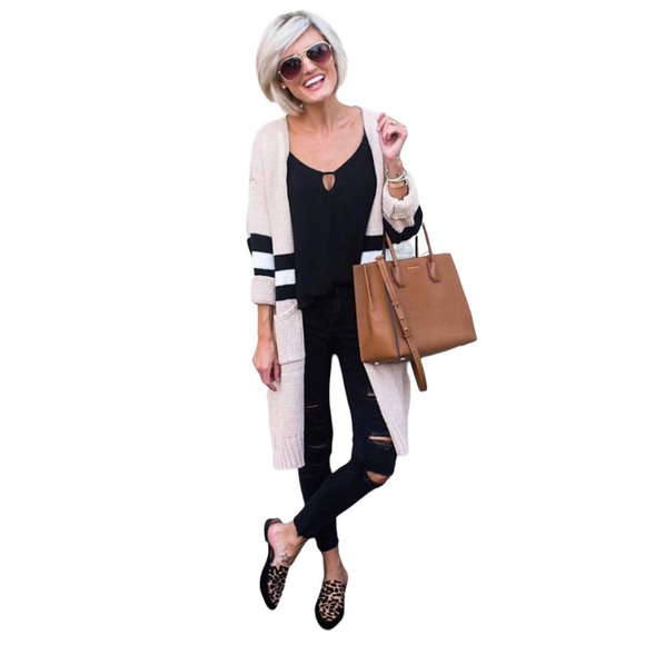 Goodnight Macaroon Womens Estrella Sweater Knit Long Cardigan Open Front - Picture 10 of 11